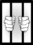 man holding prison bars