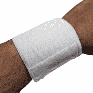 wrist injury shown bandaged
